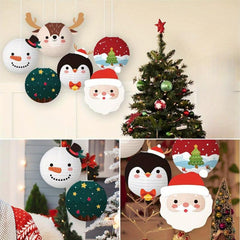 1pc Christmas Hanging Paper Lanterns Round Lamps Decoration