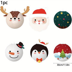 1pc Christmas Hanging Paper Lanterns Round Lamps Decoration
