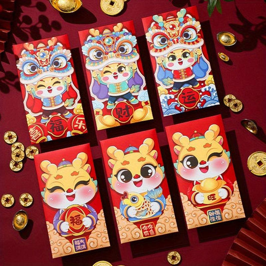 6pcs Dragon Year Red Envelope Bag Lucky Universal Red Envelope