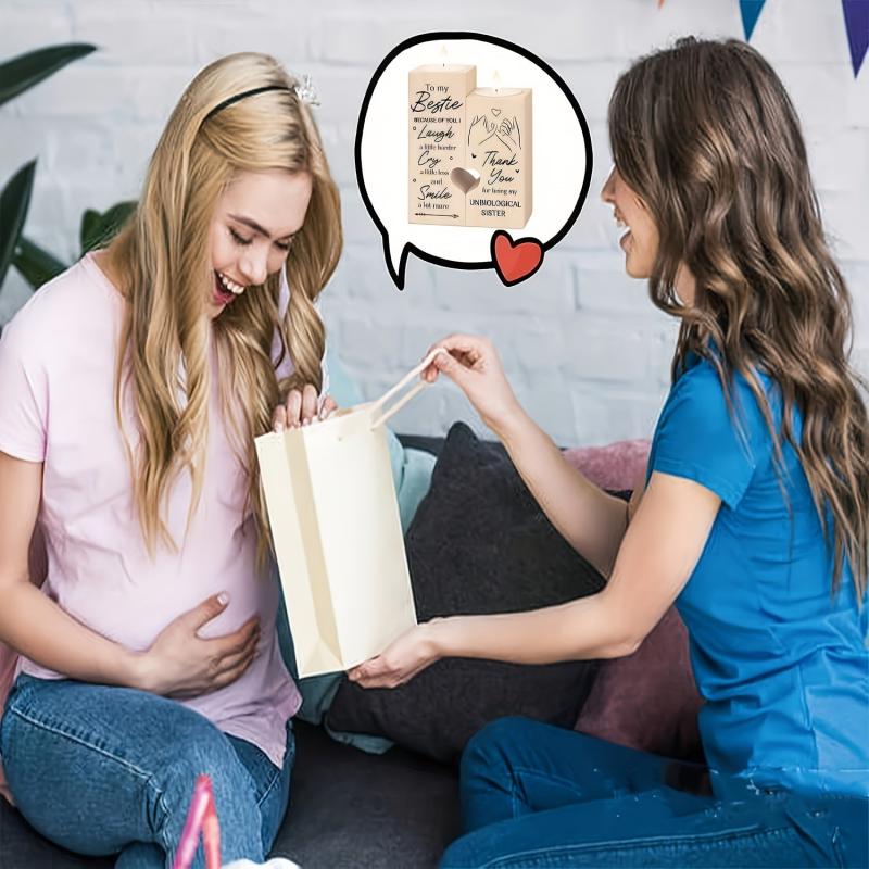 Printed Wooden Candlestick - Sister Friendship Gift