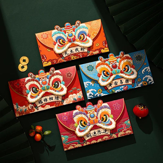 4pcs Year Of The Dragon Red Envelope Money Packet Bag