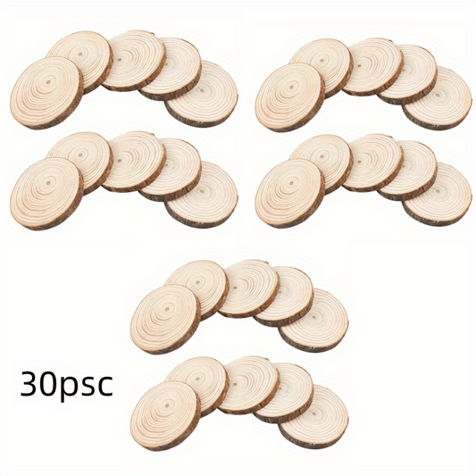 30pcs Natural Wood Chips Rounds with Bark for Coasters Wedding Rustic Craft