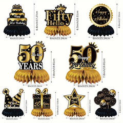 Golden 30th Birthday Tabletop Honeycomb Decoration