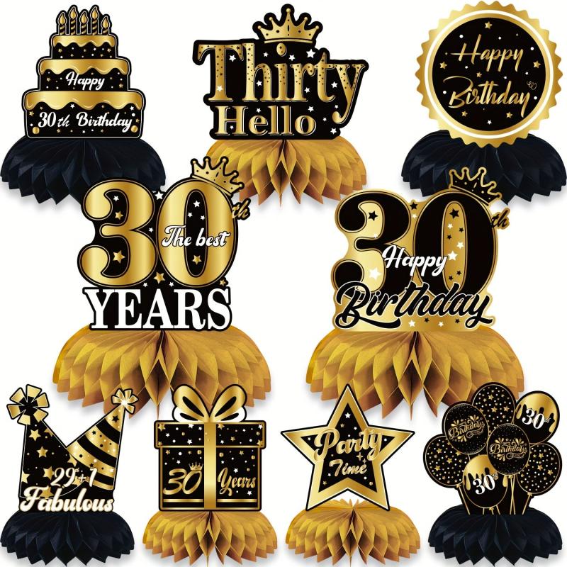 Golden 30th Birthday Tabletop Honeycomb Decoration