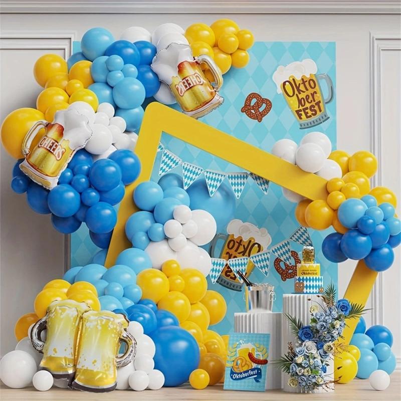 125pcs Beer Cup Balloon Arch Kit Summer Theme Birthday Decoration Party Supplies
