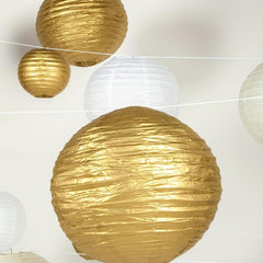 21pcs Golden Paper Lanterns Set for Weddings Birthdays Baby Showers