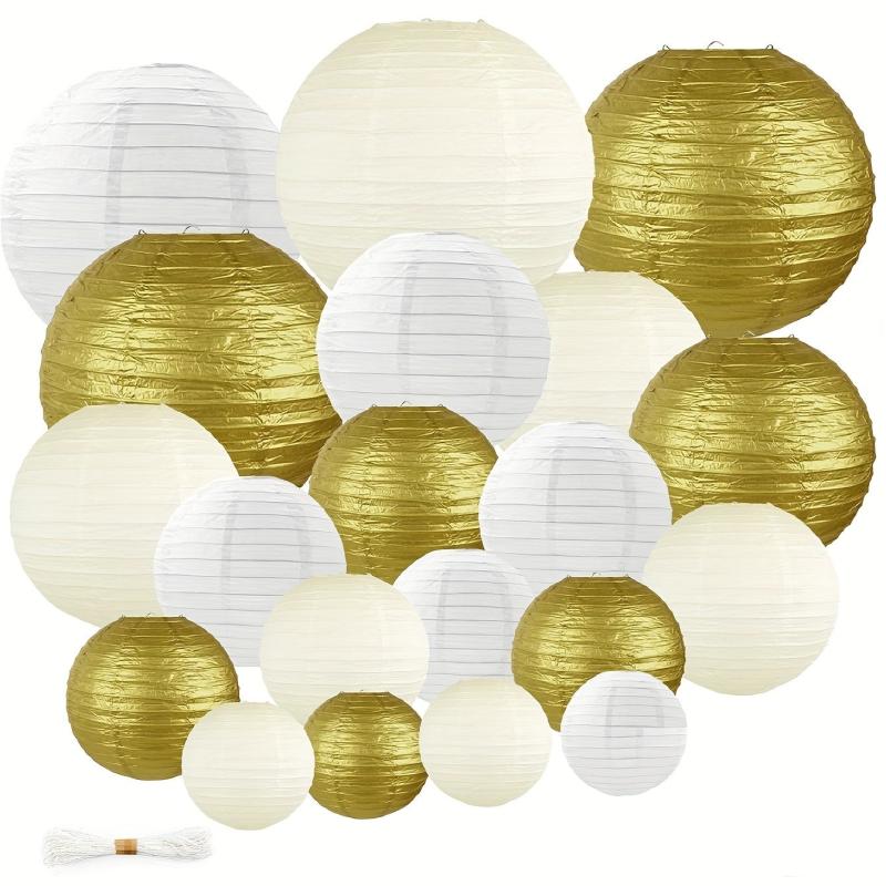 21pcs Golden Paper Lanterns Set for Weddings Birthdays Baby Showers