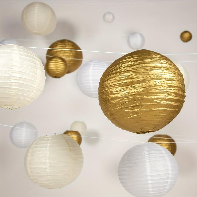 21pcs Golden Paper Lanterns Set for Weddings Birthdays Baby Showers