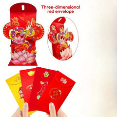 3D Dragon Year Red Pocket Envelope Spring Lucky Money Blessing Pocket