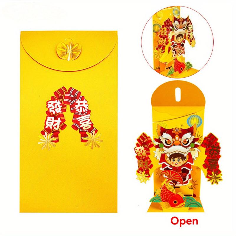 3D Dragon Year Red Pocket Envelope Spring Lucky Money Blessing Pocket