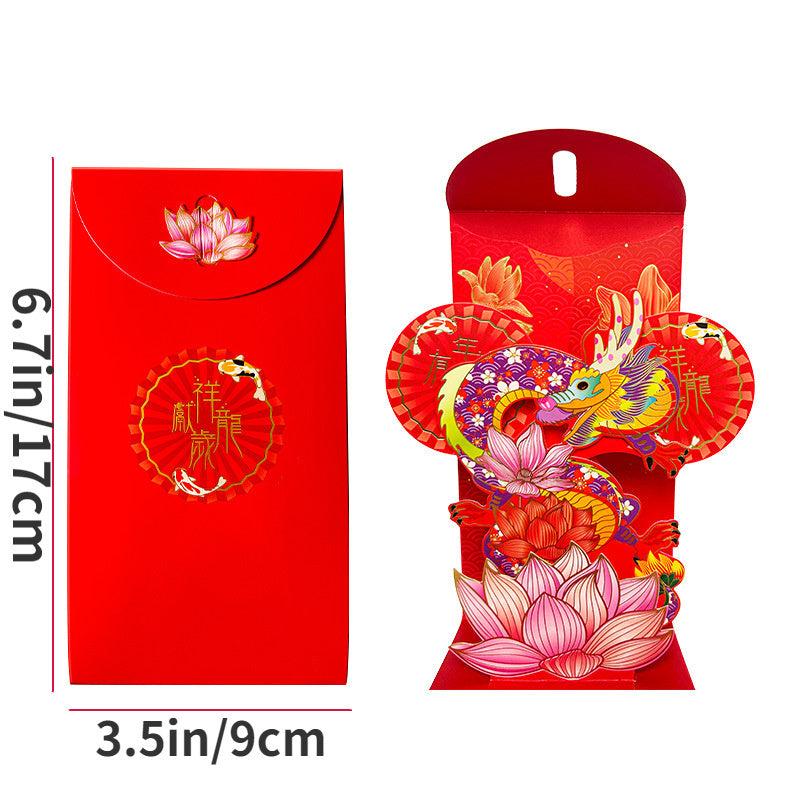 3D Dragon Year Red Pocket Envelope Spring Lucky Money Blessing Pocket