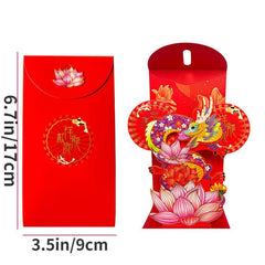 3D Dragon Year Red Pocket Envelope Spring Lucky Money Blessing Pocket