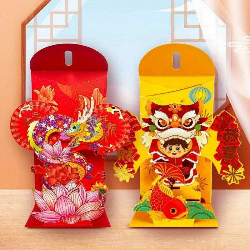 3D Dragon Year Red Pocket Envelope Spring Lucky Money Blessing Pocket