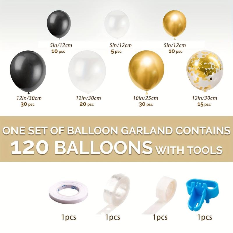 Balloon Arch Kit Garland Decoration 124pcs Latex Golden Confetti Balloons