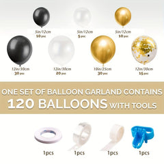 Balloon Arch Kit Garland Decoration 124pcs Latex Golden Confetti Balloons