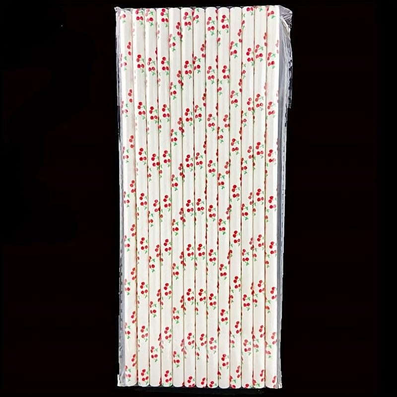 25pcs Disposable Degradable Paper Party Straws - Environmentally Friendly