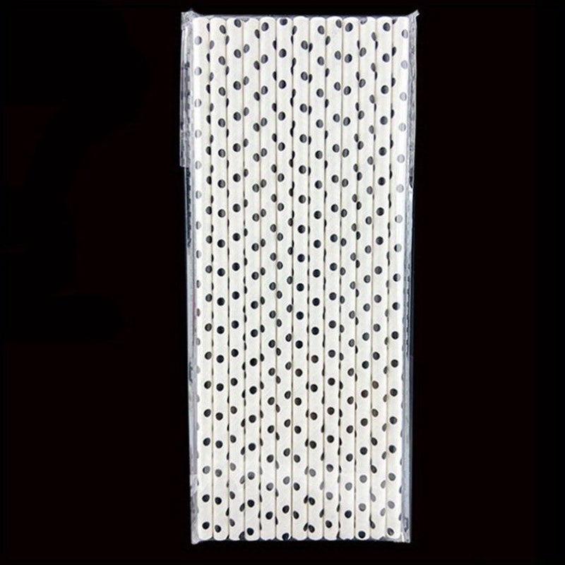 25pcs Disposable Degradable Paper Party Straws - Environmentally Friendly