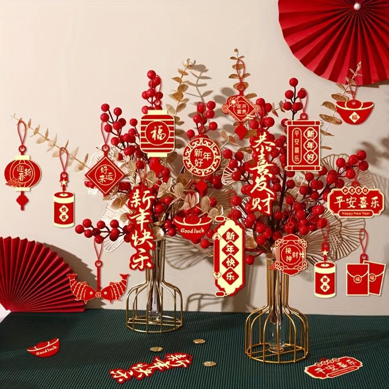 Festive Spring & Year Pendants - 16-18pcs, Suitable for Various Festivals