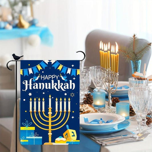 Hanukkah Garden Flag 30 48 X 45 72 Cm Double Sided Burlap Vertical Flag