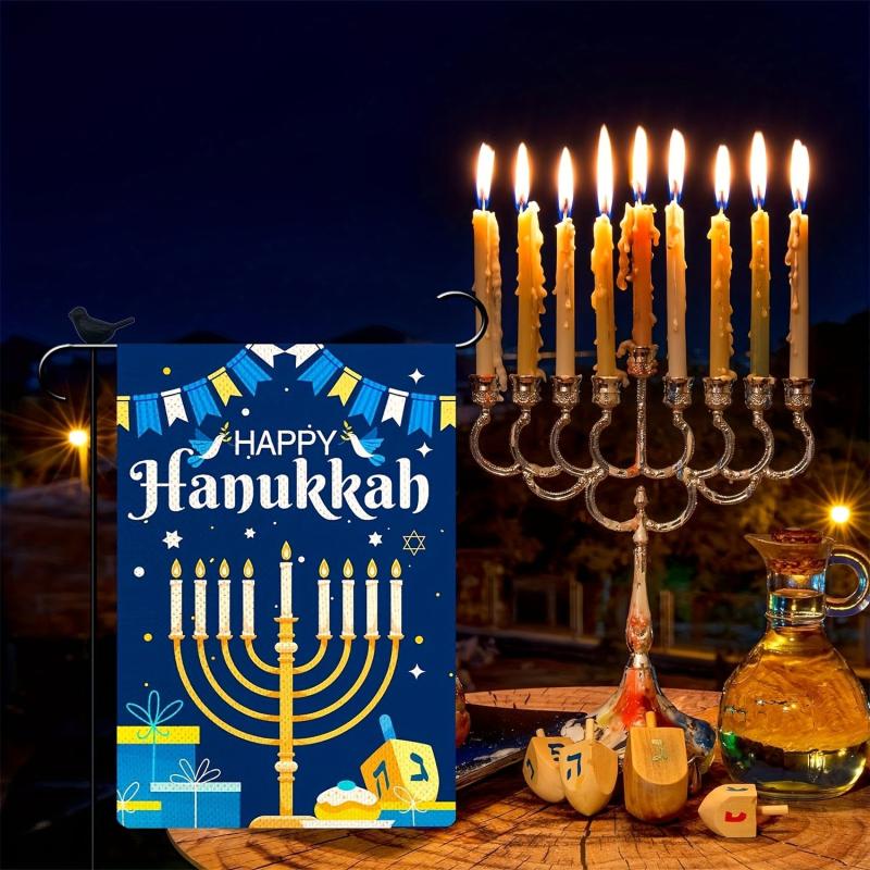 Hanukkah Garden Flag 30 48 X 45 72 Cm Double Sided Burlap Vertical Flag
