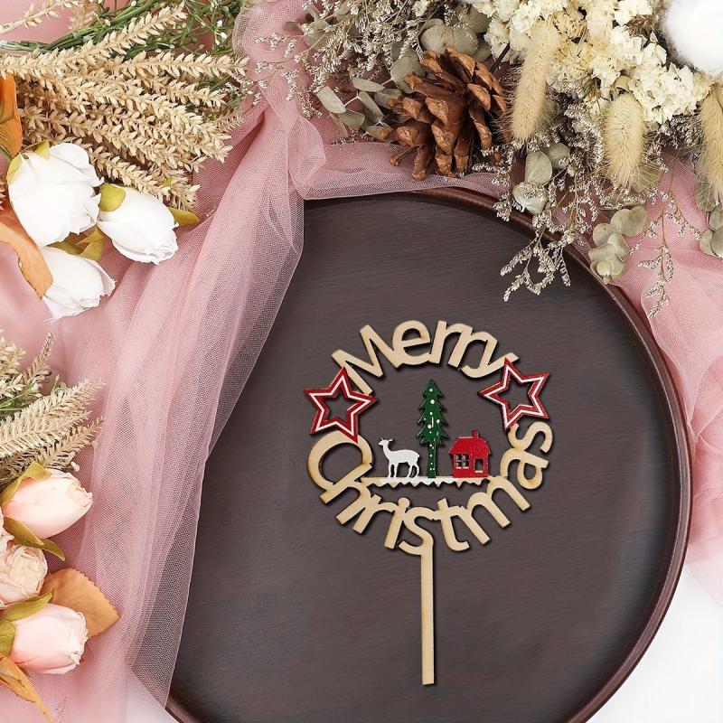 Wooden Christmas Cake Insert for Holiday Celebration