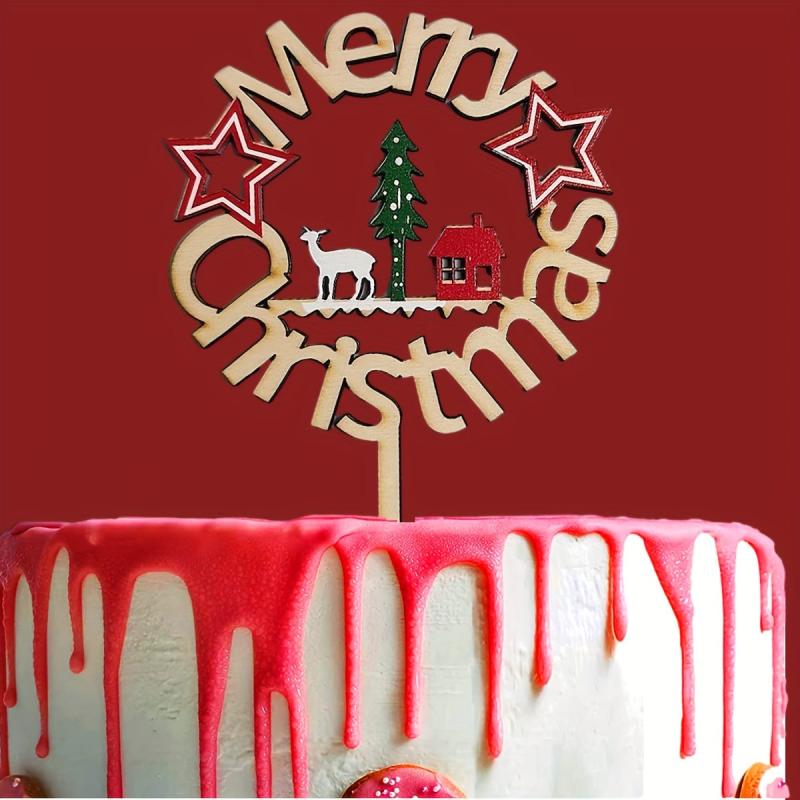 Wooden Christmas Cake Insert for Holiday Celebration