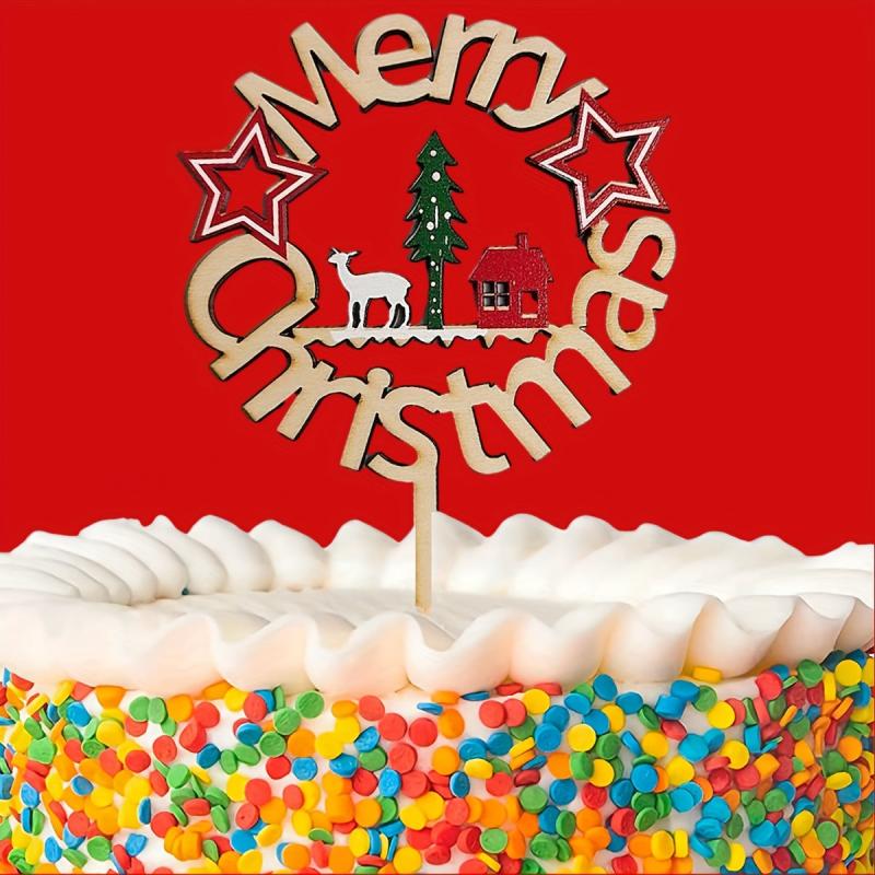 Wooden Christmas Cake Insert for Holiday Celebration