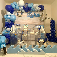 137pcs Navy Grey Balloon Arch Garland Set Nautical Party Decoration
