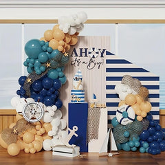 137pcs Navy Grey Balloon Arch Garland Set Nautical Party Decoration
