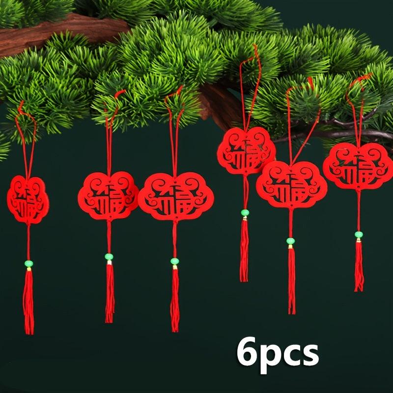 6pcs Lantern Decor Bonsai Ornaments Paper Christmas Tree Home Decor
