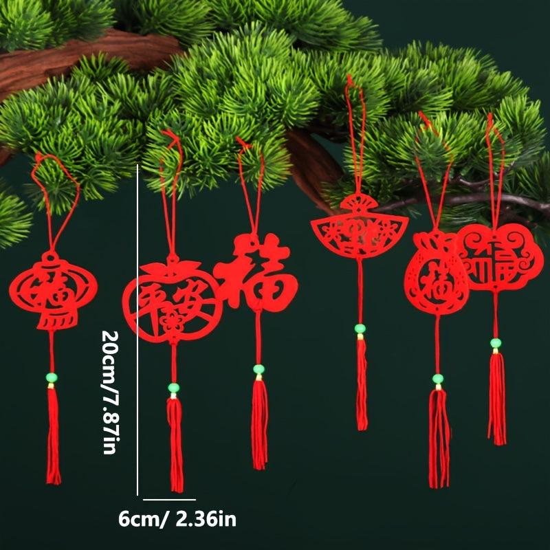 6pcs Lantern Decor Bonsai Ornaments Paper Christmas Tree Home Decor