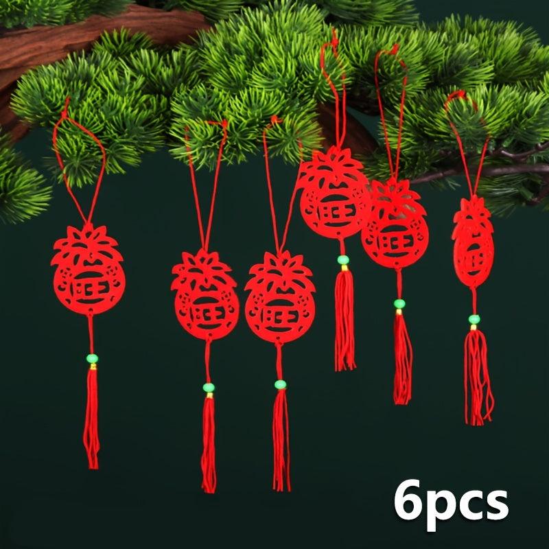 6pcs Lantern Decor Bonsai Ornaments Paper Christmas Tree Home Decor