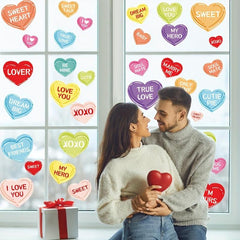 Romantic Conversation Heart Window Clings - Wedding Anniversary Party Decor
