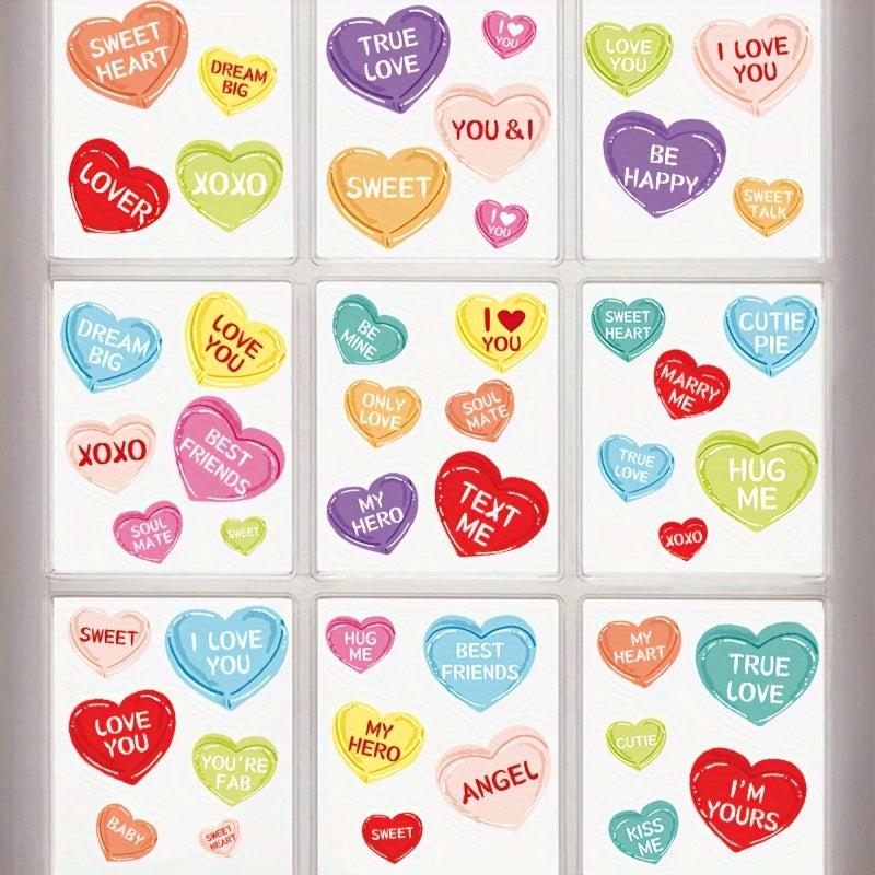 Romantic Conversation Heart Window Clings - Wedding Anniversary Party Decor