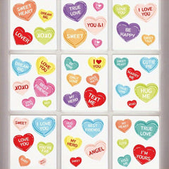 Romantic Conversation Heart Window Clings - Wedding Anniversary Party Decor