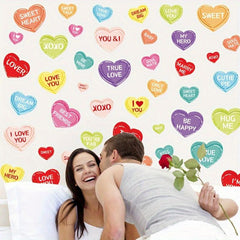 Romantic Conversation Heart Window Clings - Wedding Anniversary Party Decor