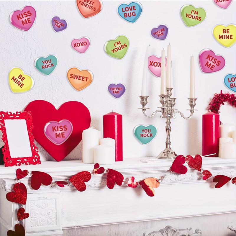 Romantic Conversation Heart Window Clings - Wedding Anniversary Party Decor
