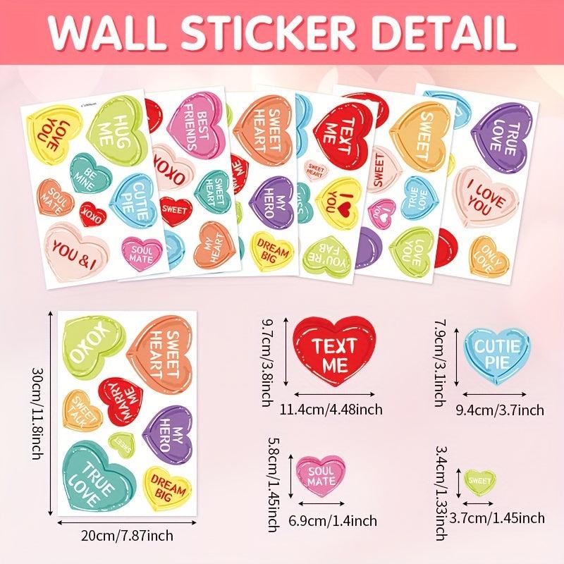 Romantic Conversation Heart Window Clings - Wedding Anniversary Party Decor