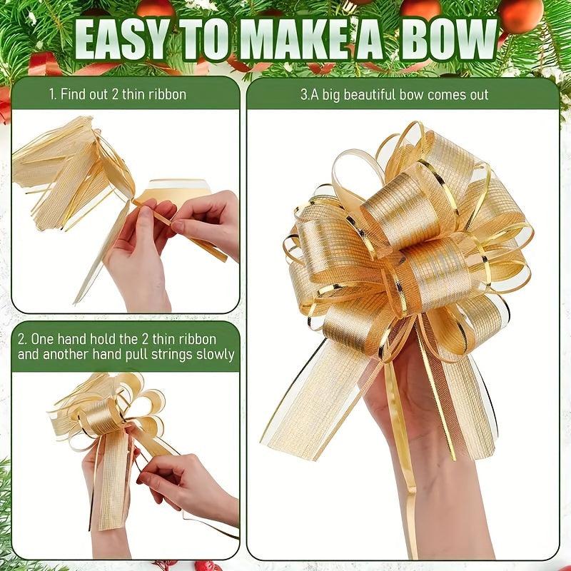 2pcs Pull Bow Gift Packaging Bow For Christmas Birthday Wedding