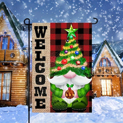 Christmas Tree Gnome Garden Flag Double Sided 45x30 cm