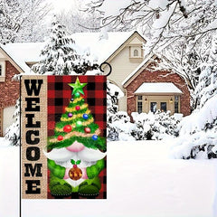 Christmas Tree Gnome Garden Flag Double Sided 45x30 cm