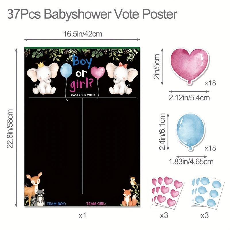 Gender Reveal Voting Poster & Stickers Set