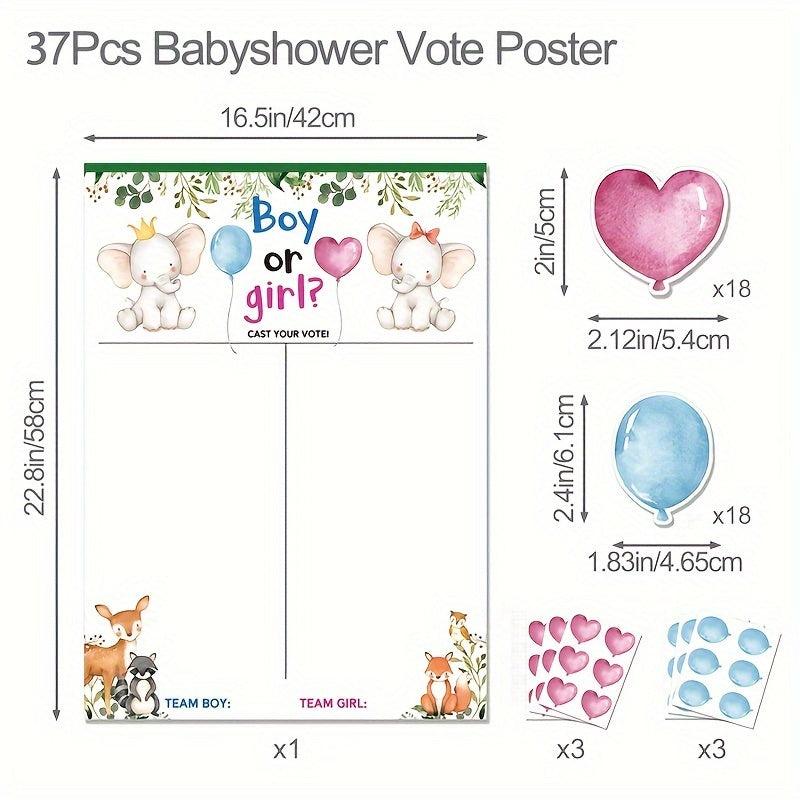 Gender Reveal Voting Poster & Stickers Set