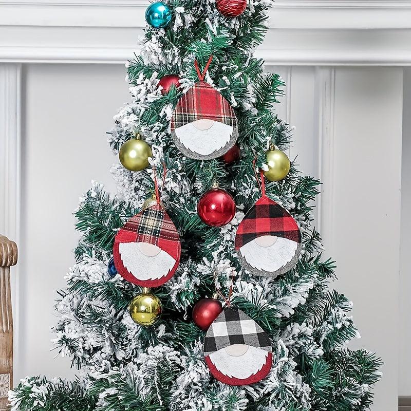 4pcs Christmas Decor Pendant Set Gnome Bell Pattern Non-woven Ornament