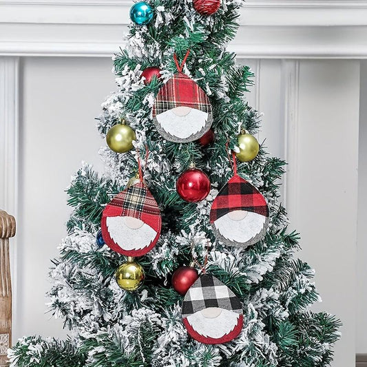 4pcs Christmas Decor Pendant Set Gnome Bell Pattern Non-woven Ornament