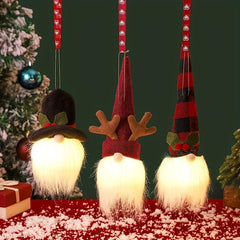 4pcs Christmas Decor Pendant Set Gnome Bell Pattern Non-woven Ornament