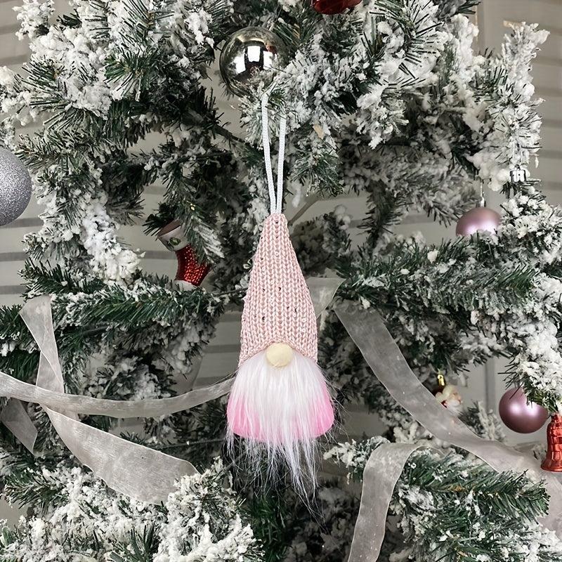 4pcs Christmas Decor Pendant Set Gnome Bell Pattern Non-woven Ornament