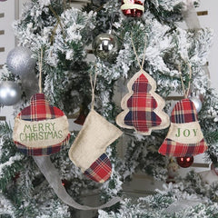 4pcs Christmas Decor Pendant Set Gnome Bell Pattern Non-woven Ornament