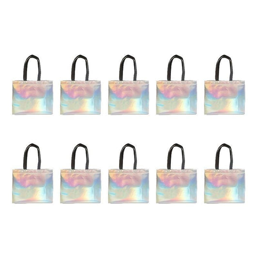 10pcs Medium Holographic Gift Bags with Handles - Birthday Party Favor Bags