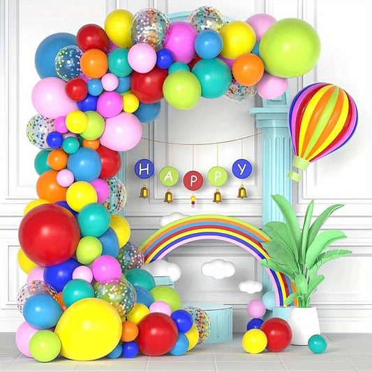 144pcs Rainbow Balloon Arch Set For Colorful Party Decoration